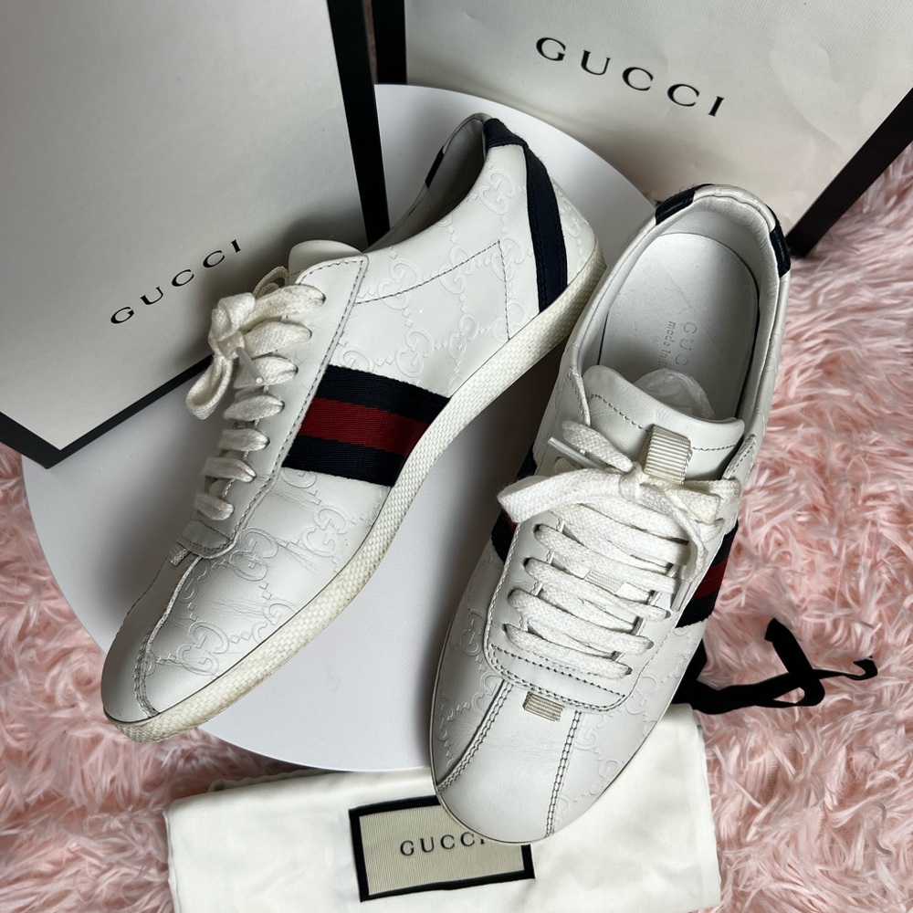 👟💙♥️GUCCI Bambi monogram trainer sneakers white EU 36 1/2